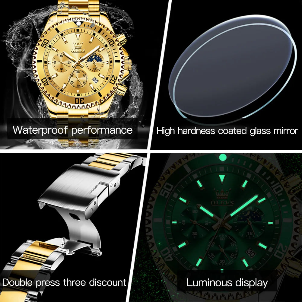 OLEVS Watches For Men Classic with Date Dress Luxury Big Face Waterproof Luminous Men's Wrist Watch