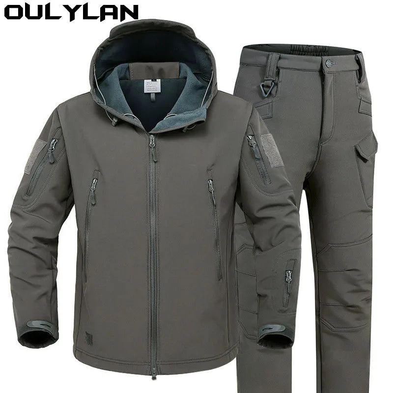 Oulylan Waterproof Suits Fishing Warm Hiking Camping Tracksuits Set