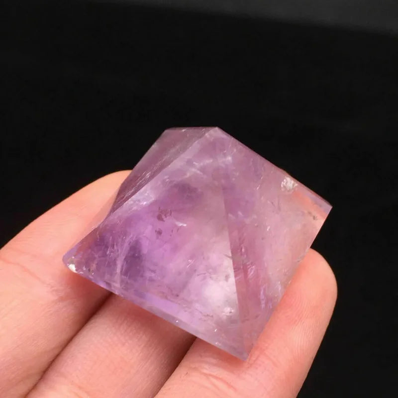 Purple Natural Brazilian Amethyst Quartz Crystal Pyramid Healing Gemstone