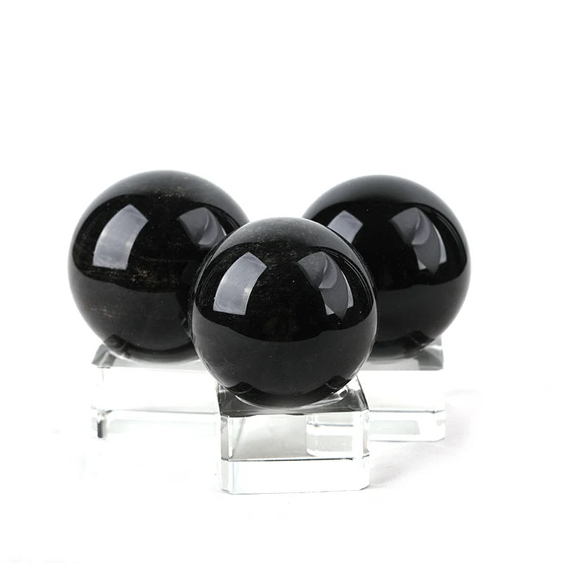 80mm Large Natural Black Obsidian Stone Ball Quartz Crystal Sphere