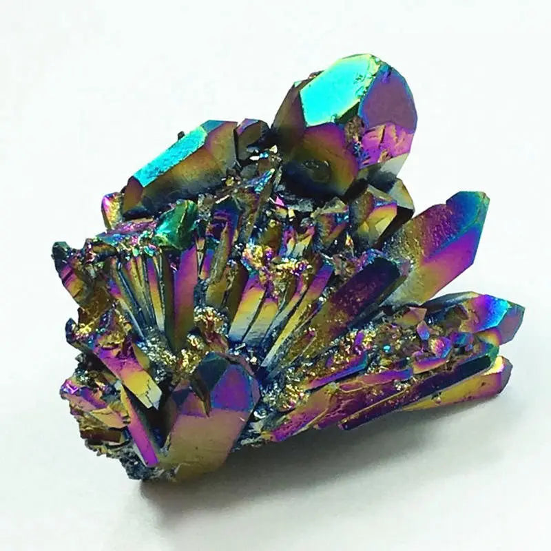 150g Large Natural Aura Rainbow Titanium Bismuth Quartz Crystal Cluster