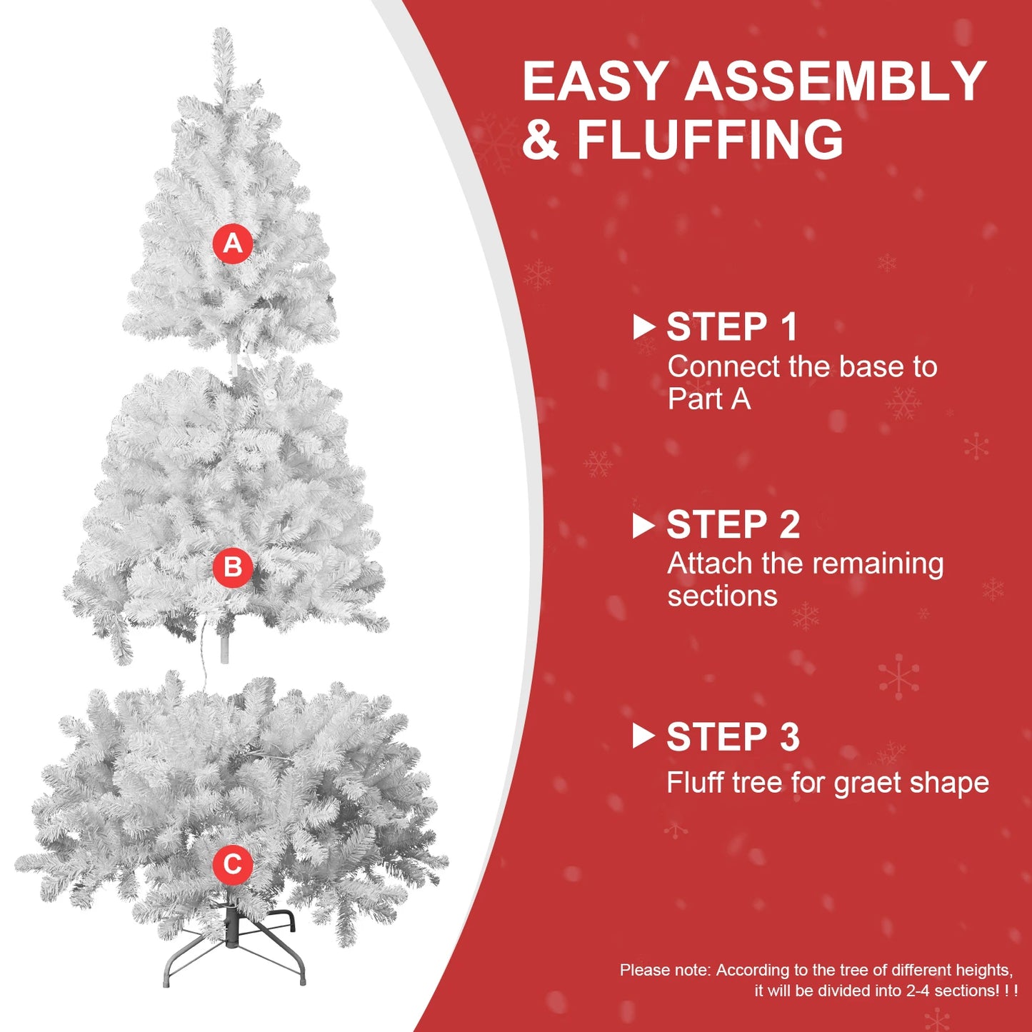 Artificial Christmas Tree PVC 4FT/5FT/6FT/7FT/7.5FT/8FT/9FT Holiday Decoration Xmas Tree with Sturdy Metal Stand Base