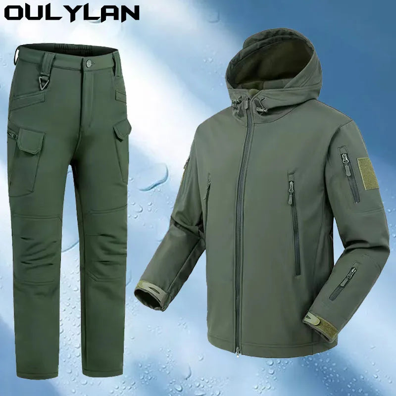 Oulylan Waterproof Suits Fishing Warm Hiking Camping Tracksuits Set