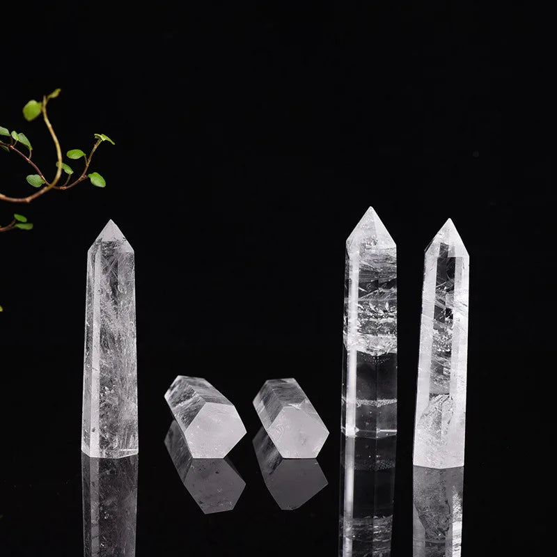 30-70mm Natural White Clear Quartz Crystal Point Wand Healing Hexagonal Obelisk