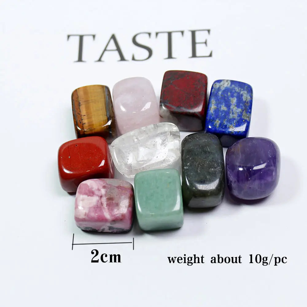 10Pcs Natural Chakra Healing Crystal Polished Tumbled Stone Set Mineral Rock Quartz Gemstone