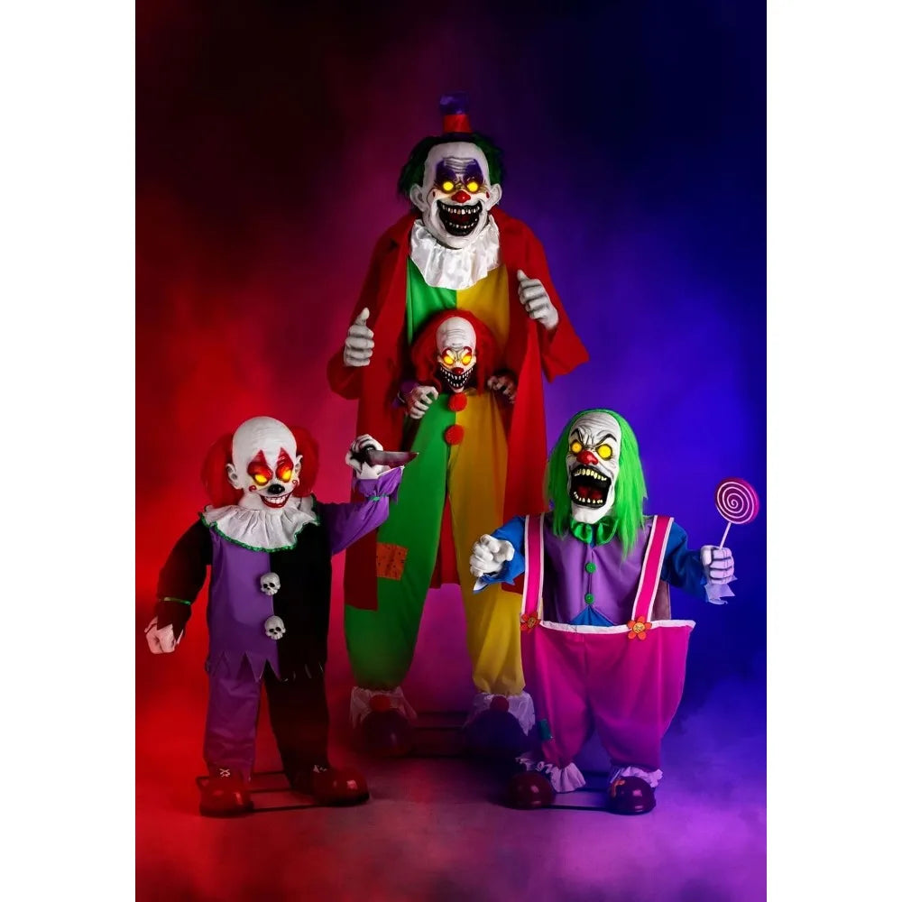 Halloween Decoration  Fun Costumes Little Killer Clown with Knife,Lifelike Step-pad Activated Clown Halloween Decoration