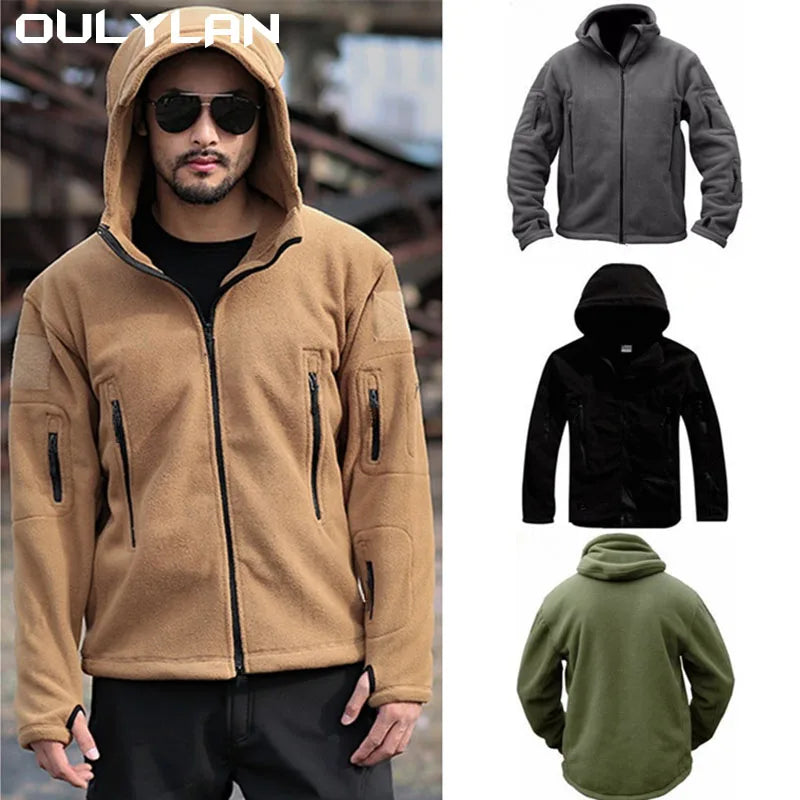 Oulylan Warm Fleece Tactical Jacket Mens Army Jackets Windbreaker Outdoor Work Jacket