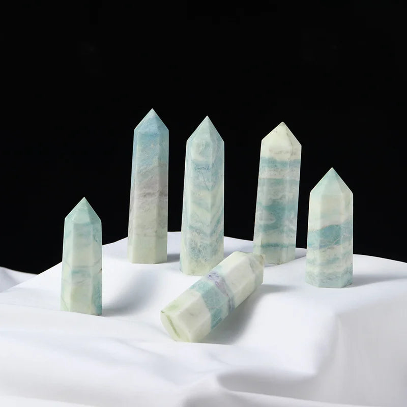 Natural Blue Carribean Calcite Crystal Point Wand Quartz Obelisk Healing Stone