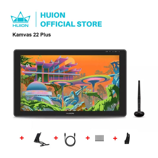 HUION Kamvas 22 Plus Graphic Pen Display Digital Art Painting Tablet QD Monitor 21.5 inch with Anti-glare