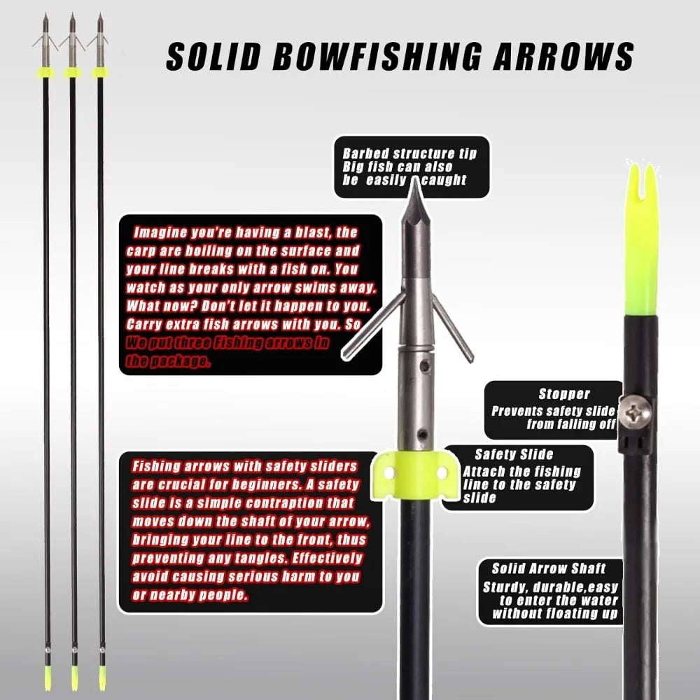 Archery Bowfishing Bow Kits - Professional Powerful 30-60 Lbs Compound Bow for Bow Fishing with Full Bowfishing Gears