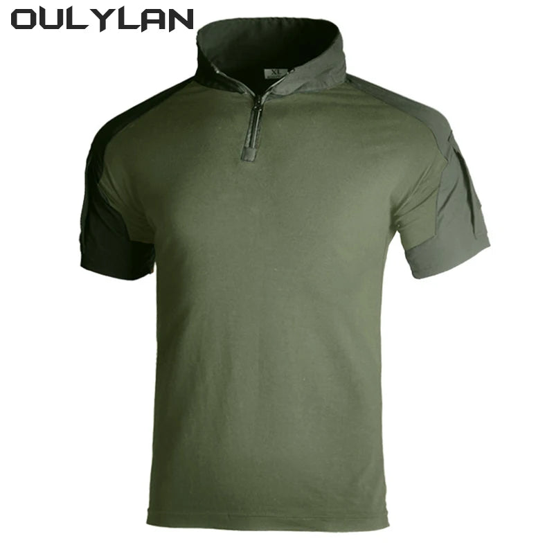 Oulylan Men Summer T Shirts Airsoft Tactical T Shirt Short Sleeve Military Camouflage Cotton Tee Shirts