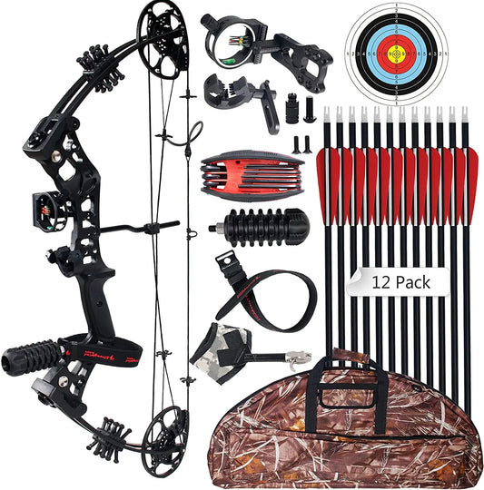 15-45lbs Compound Bow 18.25"-29" Let-Off 75% Archery Hunting Equipment Max Speed 290fps Right Hand