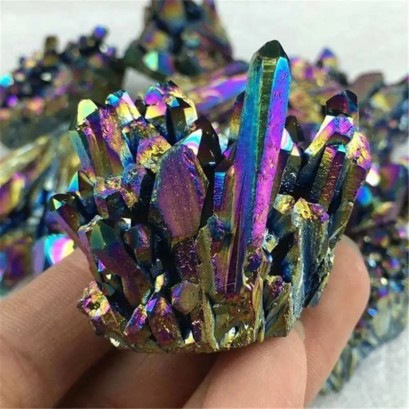 70g Natural Aura Rainbow Titanium Bismuth Quartz Crystal Cluster