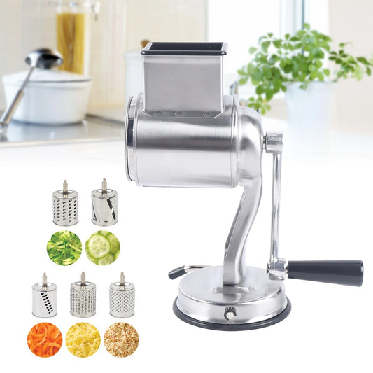 Rotary Grater Food Mills Grinder With 5 Drum Blade Grinding Tool Set