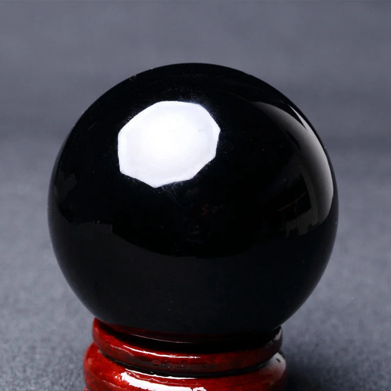 100mm Large Natural Black Obsidian Quartz Crystal Sphere Reiki Healing Chakra Stone Ball