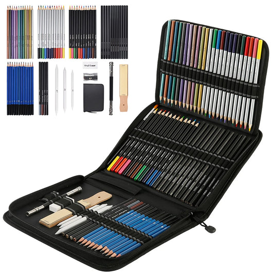 72Pcs Sketching Pencils Set Professional Complete Drawing Pencils Graphite Pencils Beginners Artists