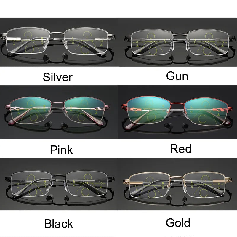 BLMUSA High Quality Progressive Multifocal Reading Glasses Men Titanium Anti Blue Light Glasses Women