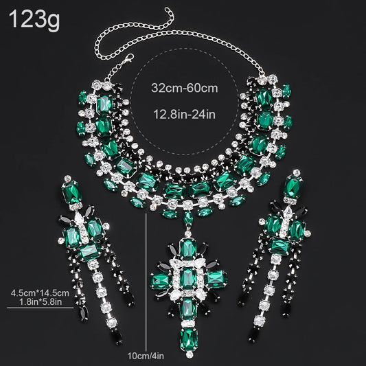 Green Corss Pendant Choker Bridal Collar Charms Party Accessories