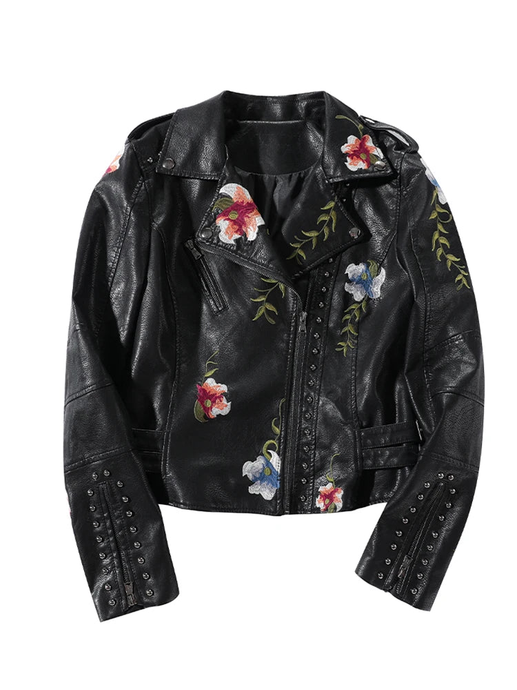 FTLZZ New Spring Autumn Women Biker Leather Jacket