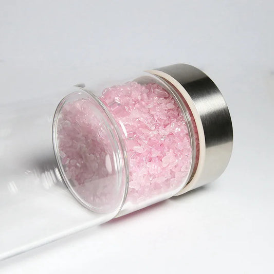 Natural Pink Rose Quartz Crystal Elixir Drinking Water Bottle