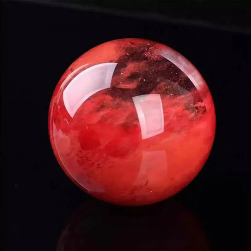 80mm Large Natural Red Smelting Polished Stone Ball Quartz Crystal Sphere