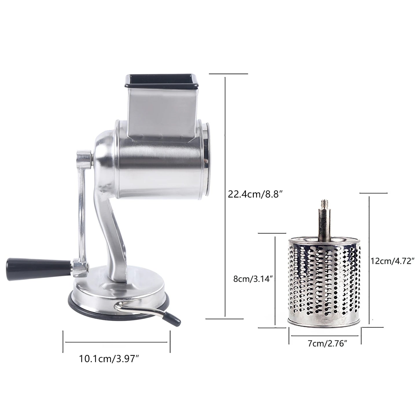 Rotary Grater Food Mills Grinder With 5 Drum Blade Grinding Tool Set