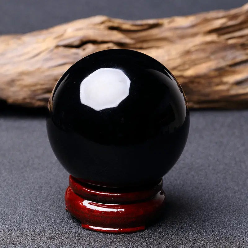 100mm Large Natural Black Obsidian Quartz Crystal Sphere Reiki Healing Chakra Stone Ball